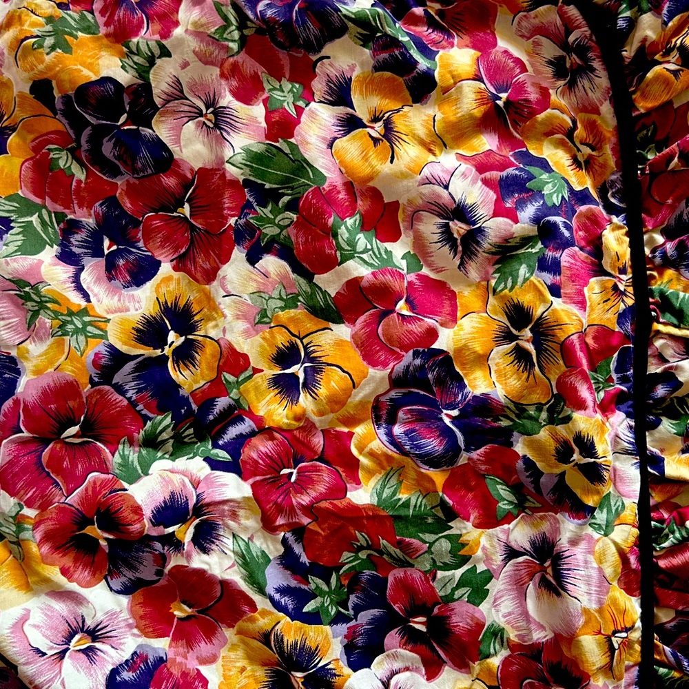 Bob Timberlake vintage queen dust ruffle with 2 queen matching pillowcases pansy